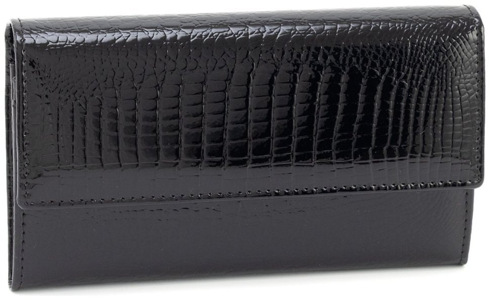 Кошелек кожаный лакированный черного цвета Leather Collection 97747 modnotak фото №5