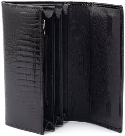 Кошелек кожаный лакированный черного цвета Leather Collection 97747