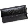 Кошелек кожаный лакированный черного цвета Leather Collection 97747 modnotak фото - 1