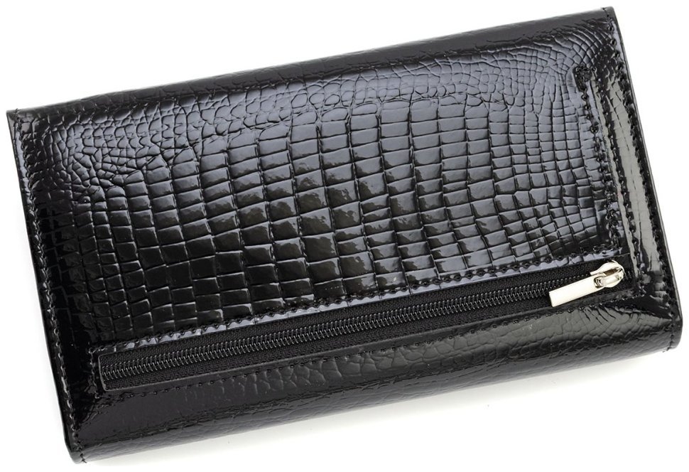 Кошелек кожаный лакированный черного цвета Leather Collection 97747 modnotak фото №3