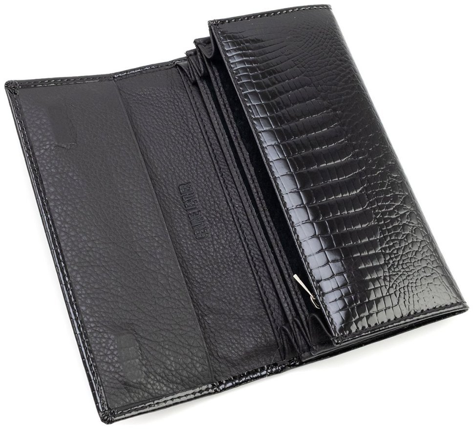 Кошелек кожаный лакированный черного цвета Leather Collection 97747 modnotak фото №6