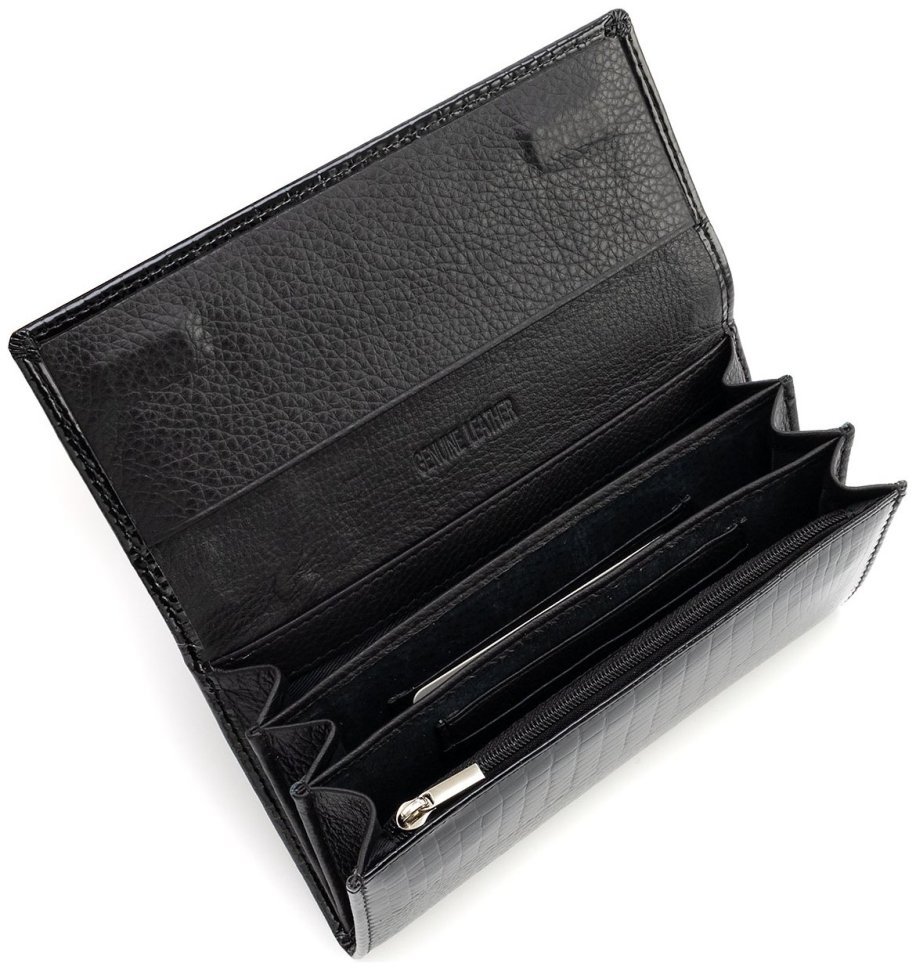 Кошелек кожаный лакированный черного цвета Leather Collection 97747 modnotak фото №7