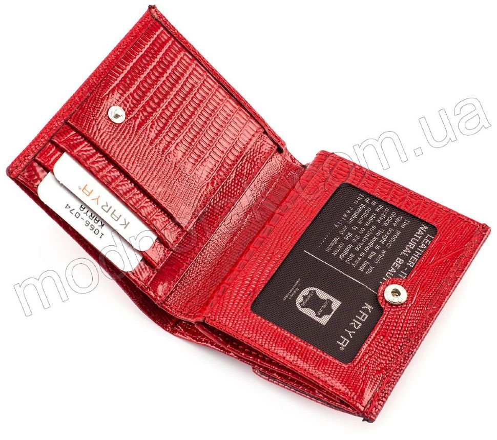 Красный лаковый кошелек на кнопке KARYA (1066-074)