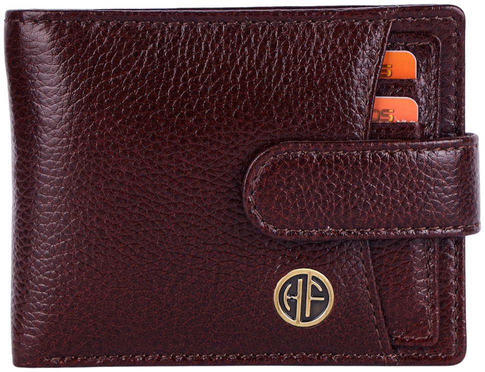 Кожаный мужской кошелек на кнопке со съемным блоком для карт Hammonds Flycatcher HF502 коричневого цвета 107947 modnotak фото №1