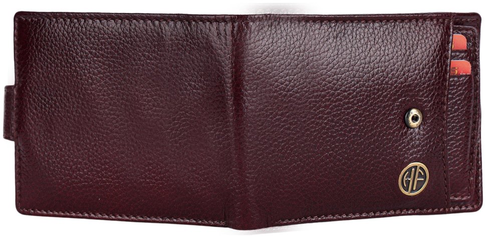 Кожаный мужской кошелек на кнопке со съемным блоком для карт Hammonds Flycatcher HF502 коричневого цвета 107947 modnotak фото №4