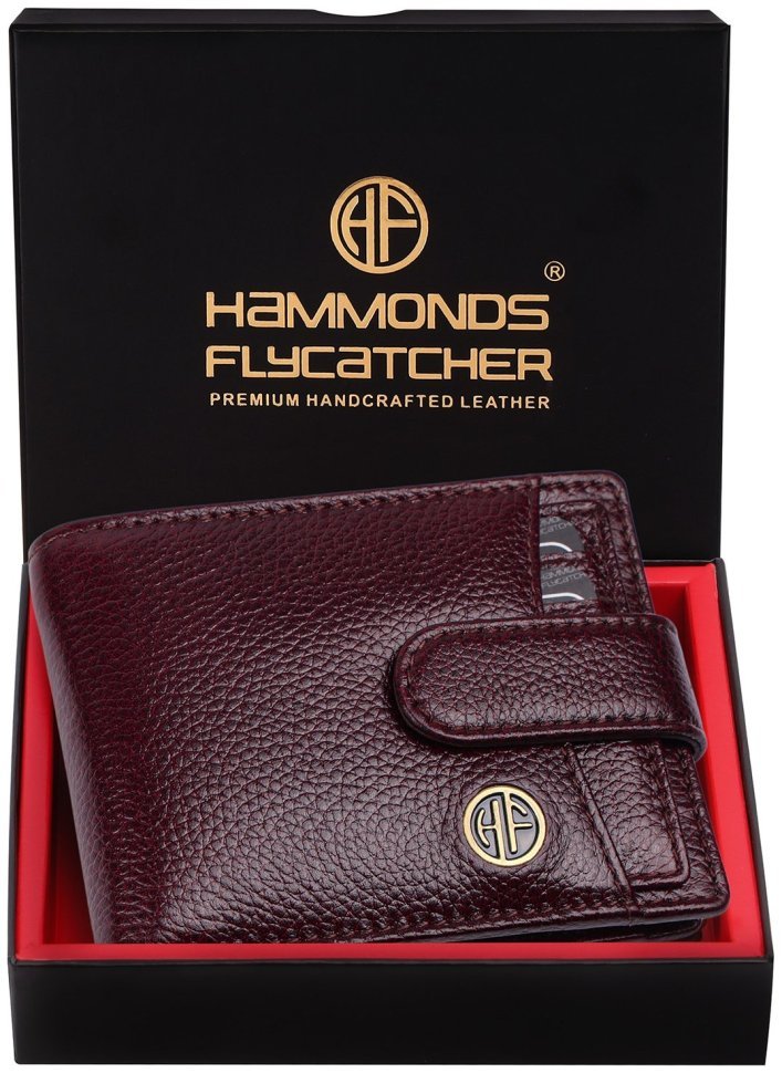 Кожаный мужской кошелек на кнопке со съемным блоком для карт Hammonds Flycatcher HF502 коричневого цвета 107947 modnotak фото №6