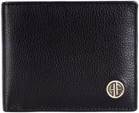 Чоловічий гаманець із натуральної шкіри чорного кольору без застібки Hammonds Flycatcher HF594 з монетницею 108047