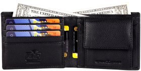 Чоловічий гаманець із натуральної шкіри чорного кольору без застібки Hammonds Flycatcher HF594 з монетницею 108047