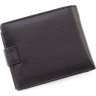 Чоловіче чорне портмоне із зернистої шкіри з кнопкою Leather Collection (21531) - 3