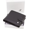 Чоловіче чорне портмоне із зернистої шкіри з кнопкою Leather Collection (21531) - 7