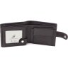 Мужское черное портмоне из зернистой кожи с кнопкой Leather Collection (21531) - 2