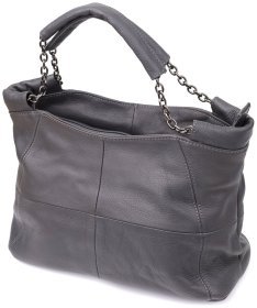 Городская кожаная женская сумка из кожи серого цвета с ручками для носки Vintage 98147