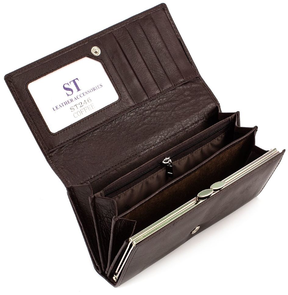 Кожаный кошелек коричневого цвета с блоком для карт ST Leather (16664)