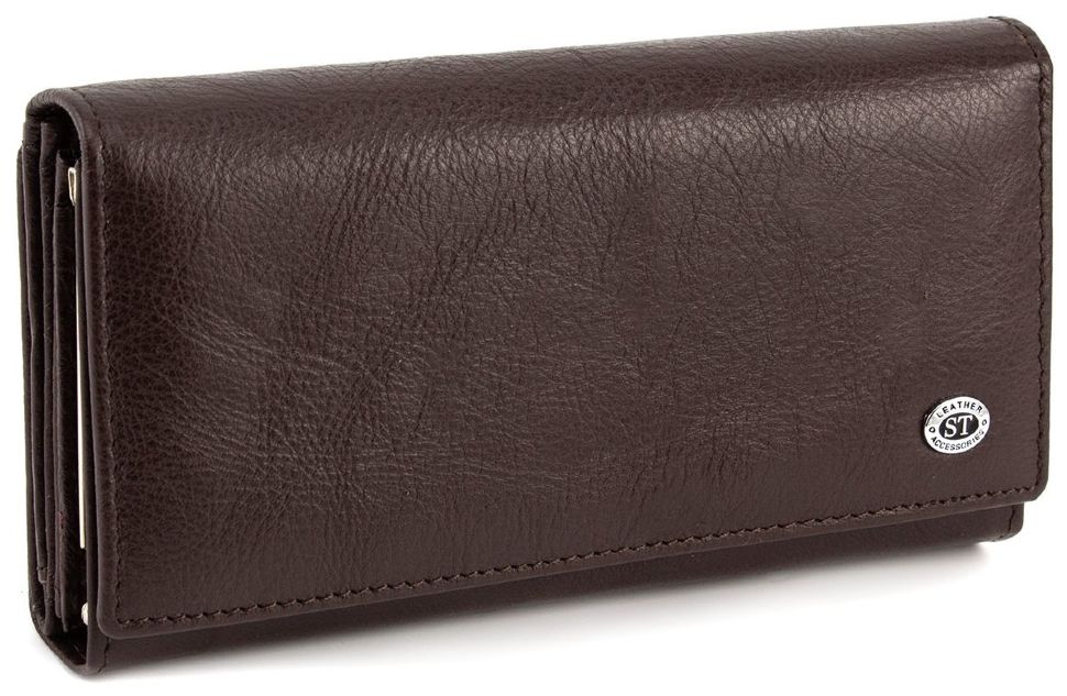 Шкіряний гаманець коричневого кольору з блоком для карт ST Leather (16664)
