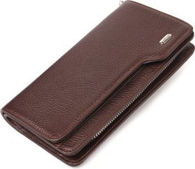 Коричневий вертикальний гаманець-клатч із натуральної шкіри на зап'ястя CANPELLINI (2421537)