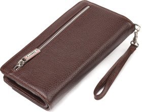 Коричневый вертикальный кошелек-клатч из натуральной кожи на запястье CANPELLINI (2421537)