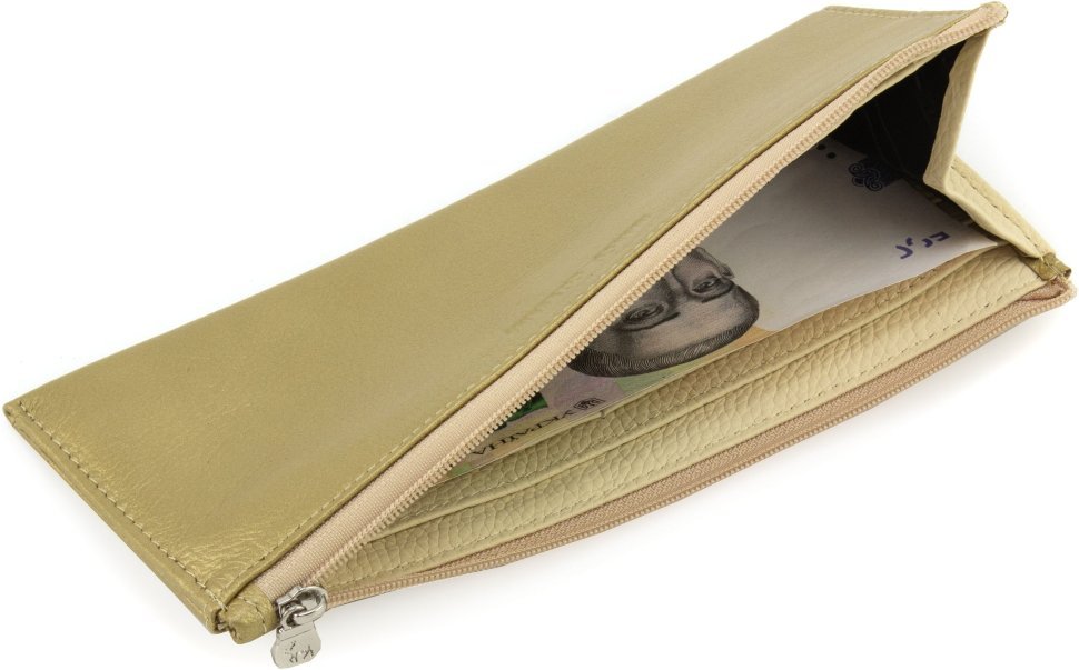 Жіночий тонкий гаманець із натуральної шкіри золотистого кольору Marco Coverna 68647