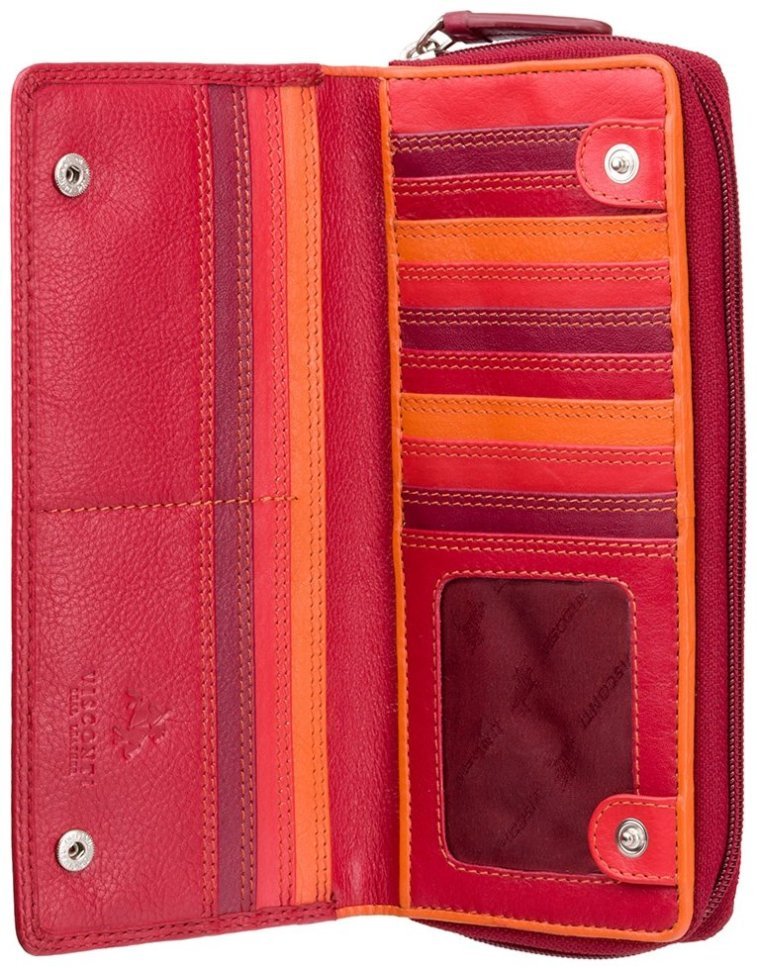 Красно-бордовый женский кошелек крупного размера из натуральной кожи высокого качества Visconti Honolulu 68747