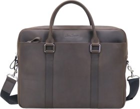 Мужская коричневая сумка под документы или ноутбук из матовой кожи Issa Hara (27075)