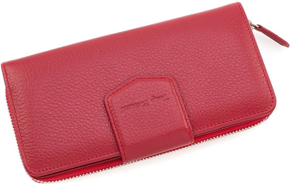 Червоний жіночий гаманець великого розміру з зернистою шкіри Tony Bellucci (10860)