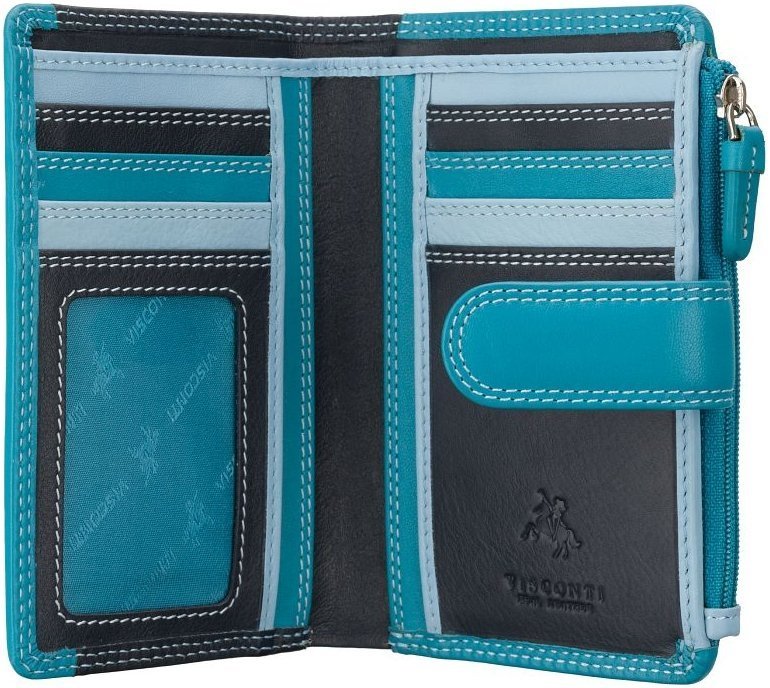 Синій жіночий гаманець середнього розміру з натуральної шкіри високої якості Visconti 69247