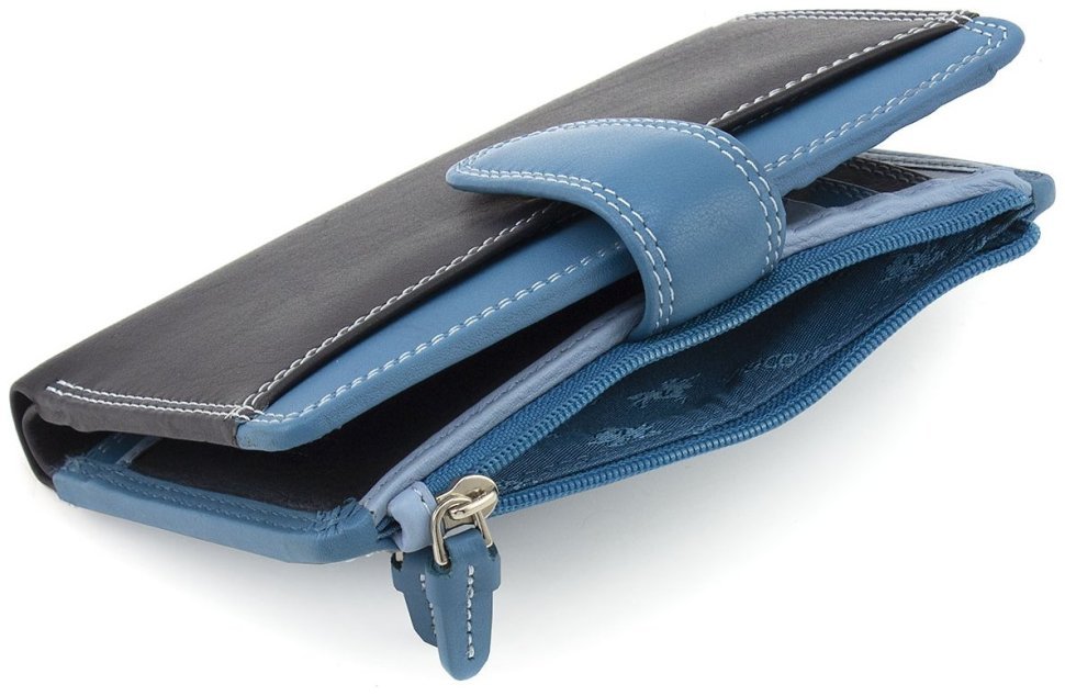 Синий женский кошелек среднего размера из натуральной кожи высокого качества Visconti 69247
