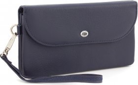 Великий темно-синій гаманець-клатч з натуральної шкіри ST Leather (14031)