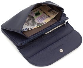 Великий темно-синій гаманець-клатч з натуральної шкіри ST Leather (14031)