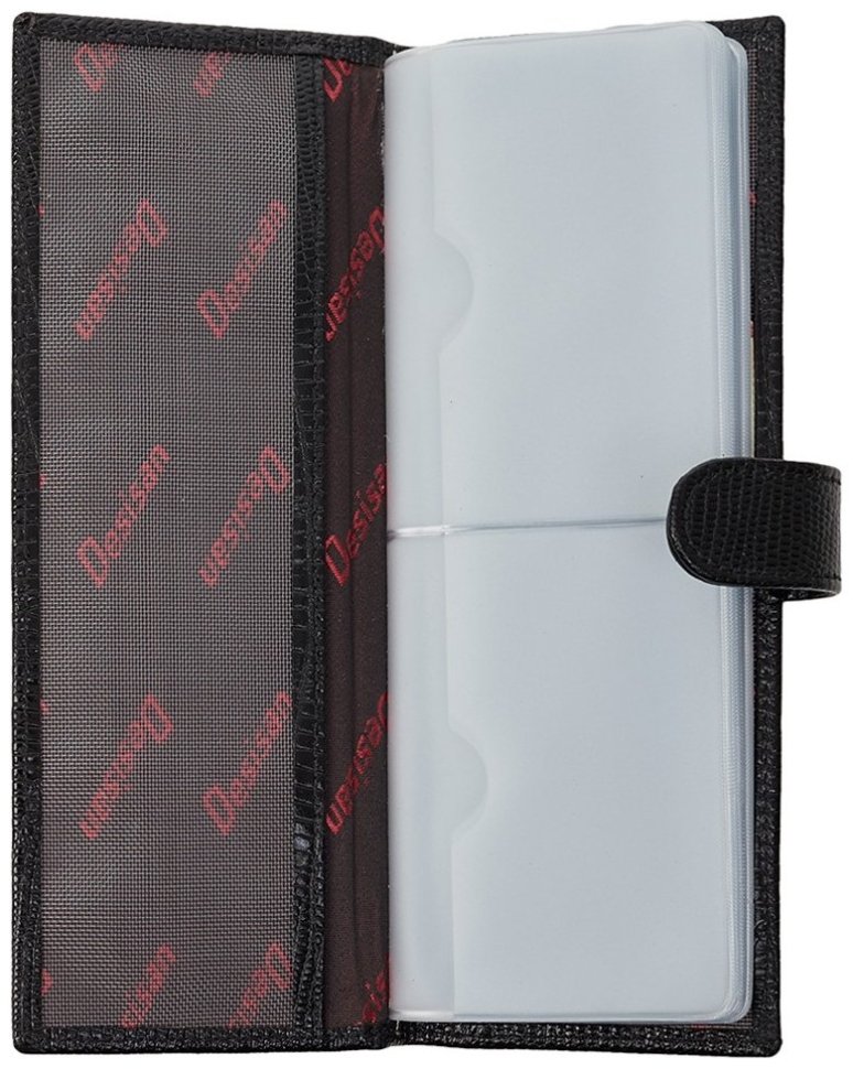 Черная визитница вертикального типа из натуральной кожи под рептилию Desisan 80248 modnotak фото №3