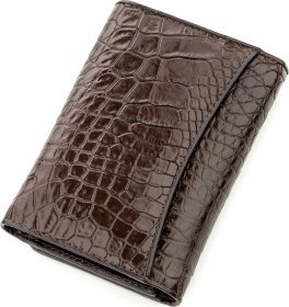 Портмоне тройного сложения из коричневой кожи крокодила CROCODILE LEATHER (024-18574)