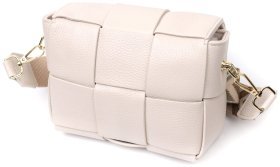 Белая женская сумка на плечо из натуральной плетеной кожи Vintage 2422311