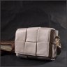 Біла жіноча сумка на плече з натуральної плетеної шкіри Vintage 2422311 - 7