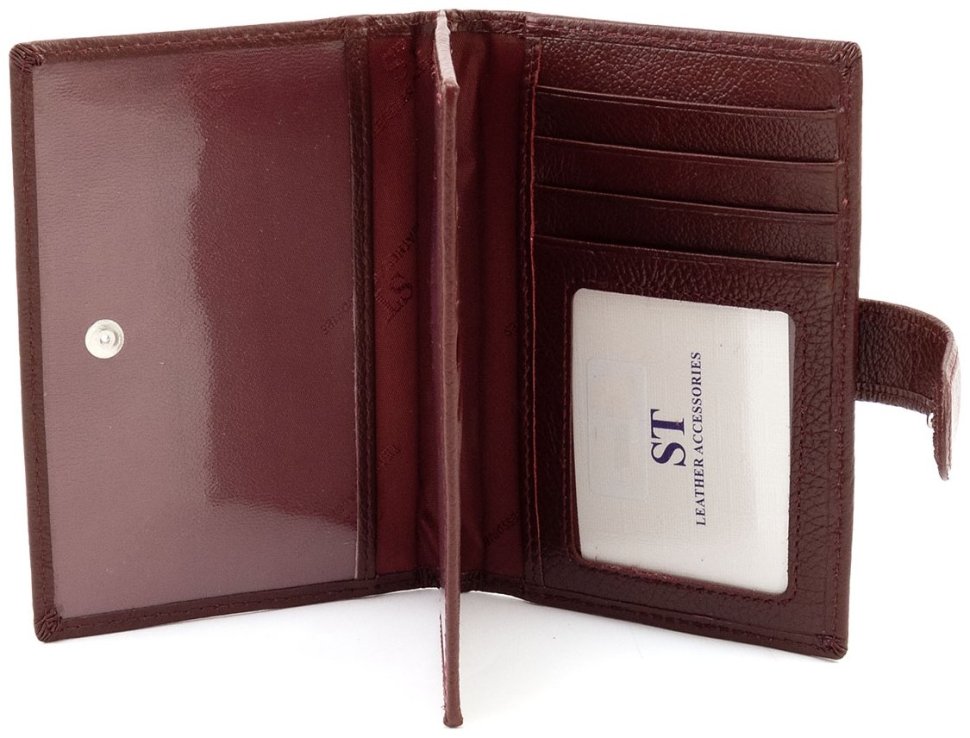 Обложка кожаная для документов, паспорта и карточек ST Leather 90848 бордового цвета modnotak фото №2