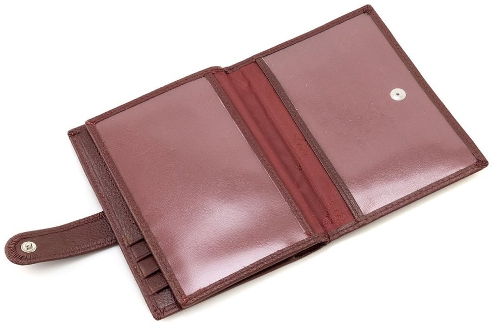 Обложка кожаная для документов, паспорта и карточек ST Leather 90848 бордового цвета modnotak фото №4