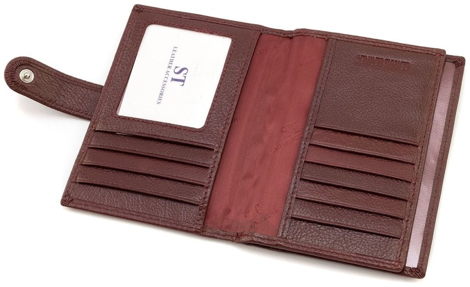 Обложка кожаная для документов, паспорта и карточек ST Leather 90848 бордового цвета modnotak фото №6