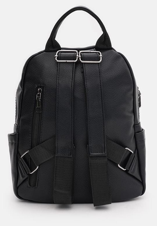Жіночий рюкзак з екошкіри в класичному чорному кольорі Monsen 71848