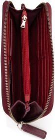 Марсаловый женский кошелек ручной работы из натуральной кожи на молнии Grande Pelle (13224)