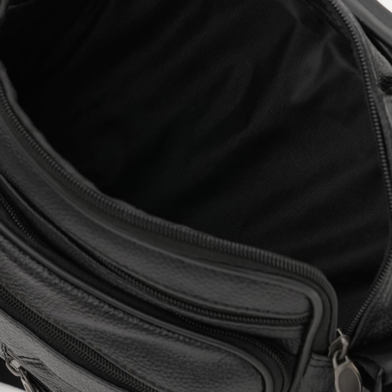 Містка чоловіча сумка барсетка з натуральної зернистої шкіри Borsa Leather 91948 чорного кольору modnotak фото №5