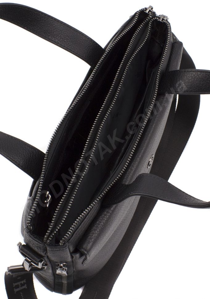 Шкіряна вертикальна наплічна чоловіча сумка з ручками під А4 H.T Leather (10325)