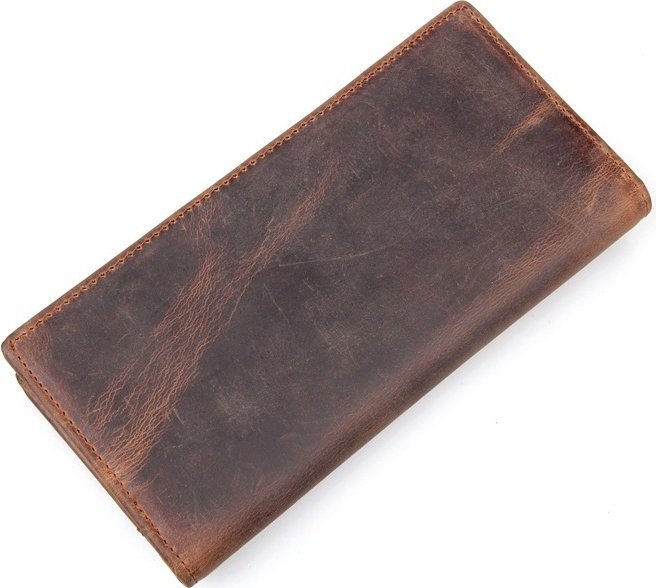 Вантажний чоловічий купюрник коричневого кольору з натуральної шкіри Vintage (14223)