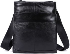 Классическая наплечная мужская сумка черного цвета VINTAGE STYLE (14850)