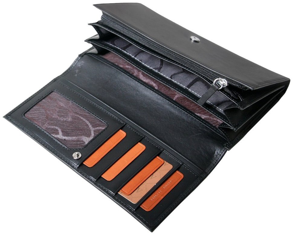 Жіночий гаманець на кнопці Beverly Hills чорного кольору Vip Collection 102548 modnotak фото №6