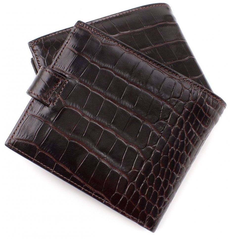 Коричневое портмоне из натуральной кожи с тиснением KARYA (0965-57)