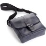 Темно-синяя мужская сумка из винтажной кожи с клапаном SHVIGEL (11015) - 5
