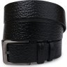 Черный мужской ремень из фактурной кожи под брюки или джинсы Vintage (2420743) - 1
