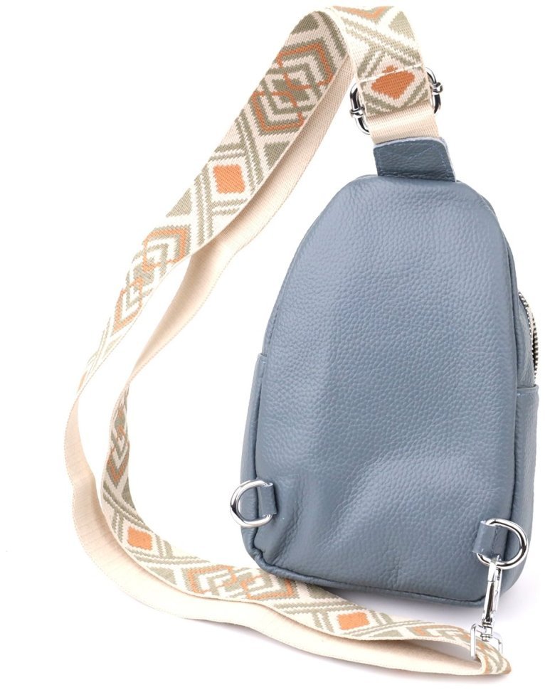 Женская сумка-слинг из кожи флотар с текстильным ремешком Vintage 103148 синего цвета фото №2 Женская сумка-слинг из кожи флотар с текстильным ремешком Vintage 103148 синего цвета modnotak фото №2