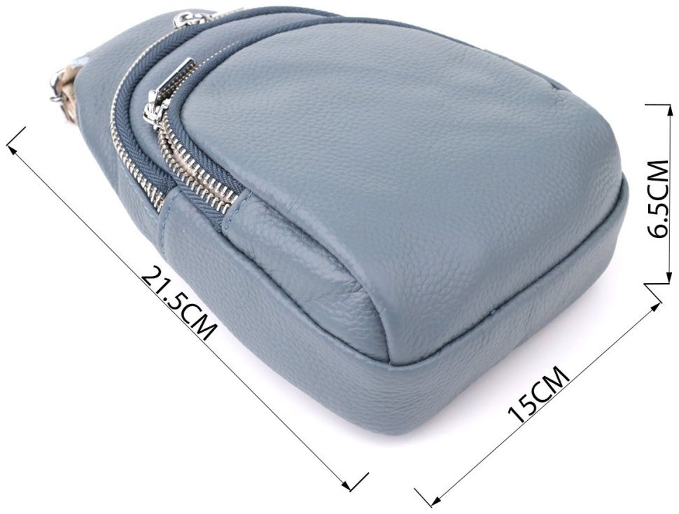 Женская сумка-слинг из кожи флотар с текстильным ремешком Vintage 103148 синего цвета фото №3 Женская сумка-слинг из кожи флотар с текстильным ремешком Vintage 103148 синего цвета modnotak фото №3