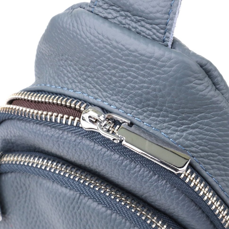 Женская сумка-слинг из кожи флотар с текстильным ремешком Vintage 103148 синего цвета фото №5 Женская сумка-слинг из кожи флотар с текстильным ремешком Vintage 103148 синего цвета modnotak фото №5