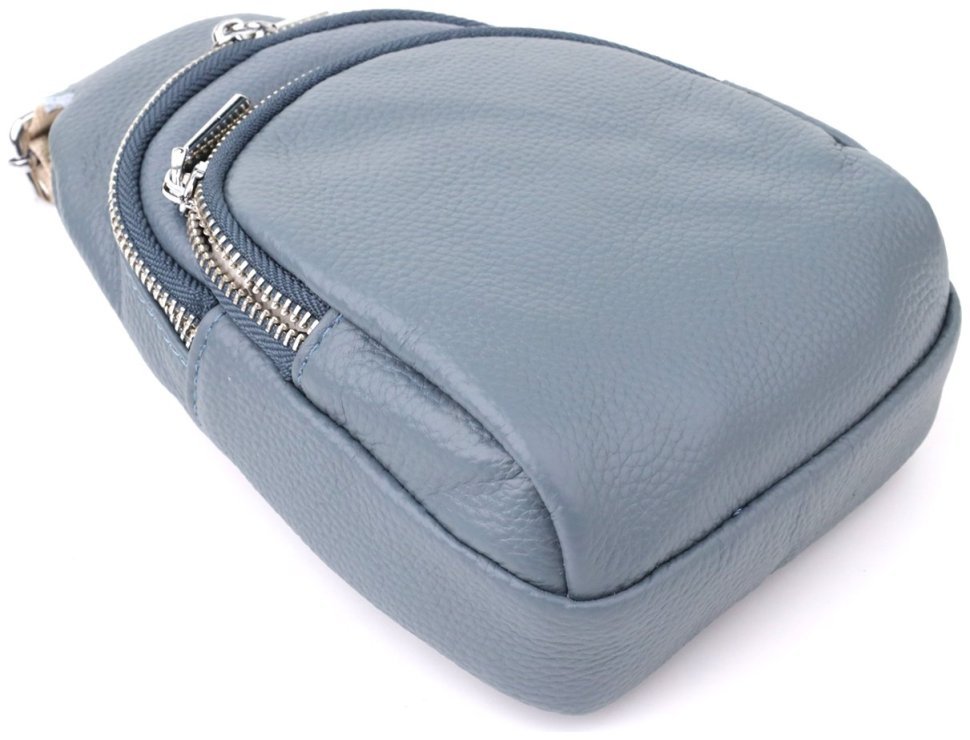 Женская сумка-слинг из кожи флотар с текстильным ремешком Vintage 103148 синего цвета фото №6 Женская сумка-слинг из кожи флотар с текстильным ремешком Vintage 103148 синего цвета modnotak фото №6