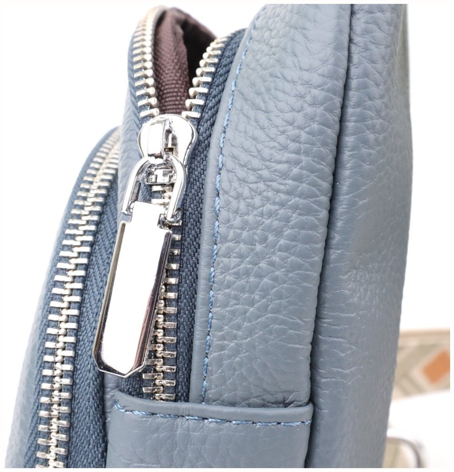 Женская сумка-слинг из кожи флотар с текстильным ремешком Vintage 103148 синего цвета фото №8 Женская сумка-слинг из кожи флотар с текстильным ремешком Vintage 103148 синего цвета modnotak фото №8